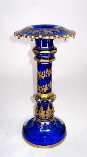 Pair of Blue Antique Bohemian Glass Lustres