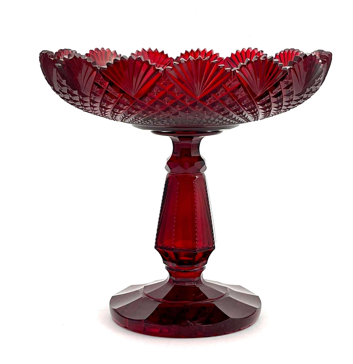Fine Antique Bohemian Ruby Red Cut Glass Bowl