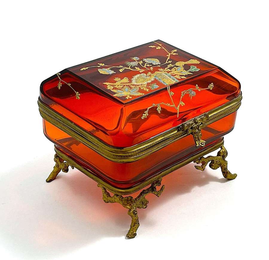 Stunning Antique BACCARAT Ruby Red Crystal Glass Casket