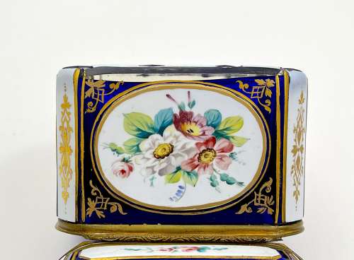 Antique Bohemian Blue Overlay Glass Casket