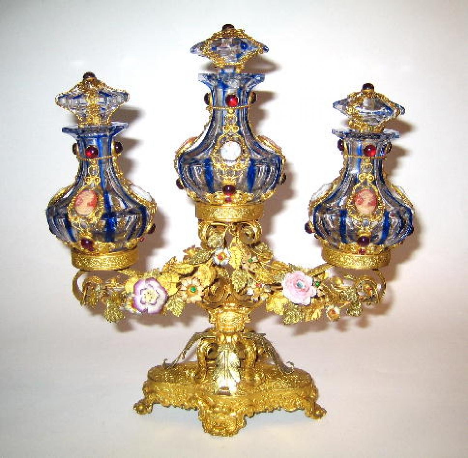 French Perfume Set with Fine Cameos