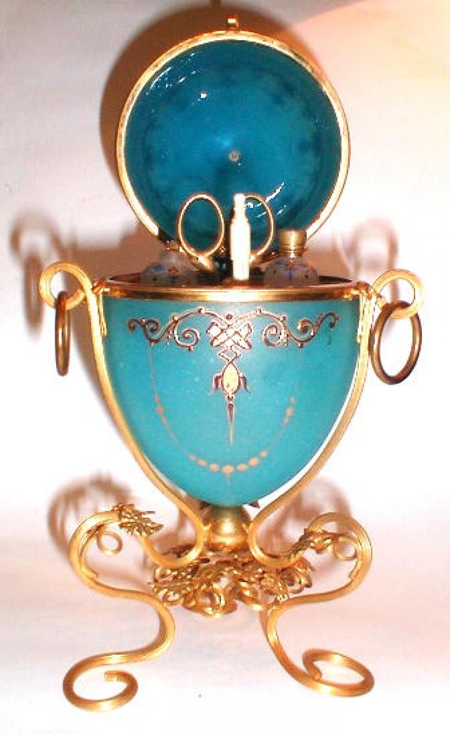 French Blue Opaline Glass Perfume