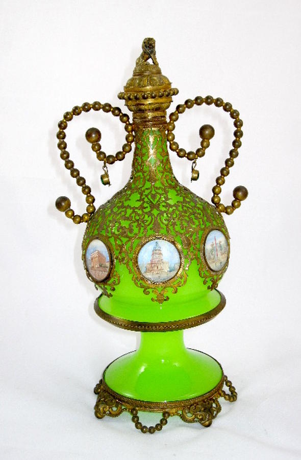 Palais Royal Green Opaline Glass Scent Bottle