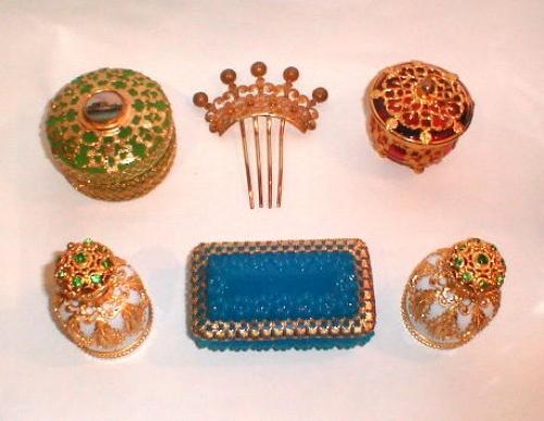Rare Opaline Glass Dressing Table Set