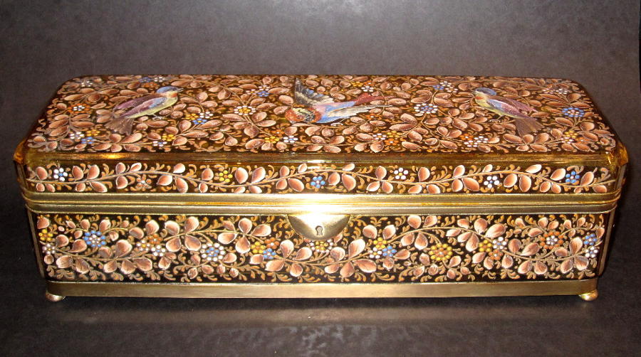 Large Antique Moser Glass Casket.