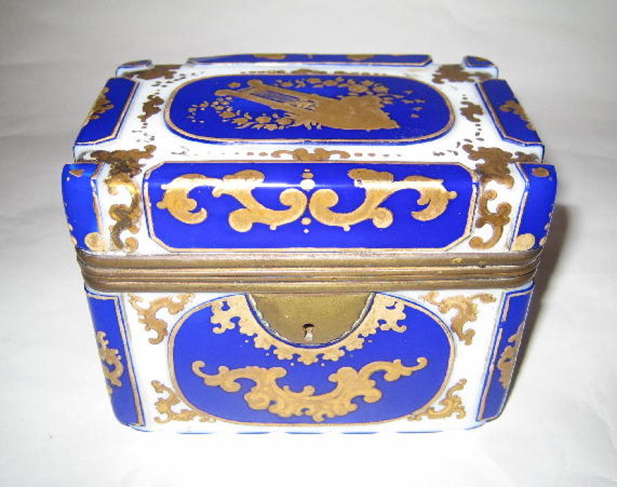 Antique Bohemian Overlay Glass Casket