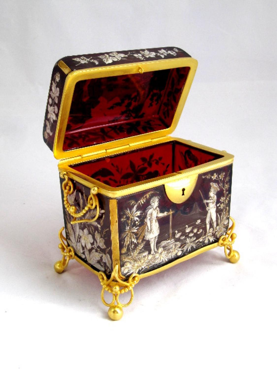 Antique Mary Gregory Ruby Red Casket