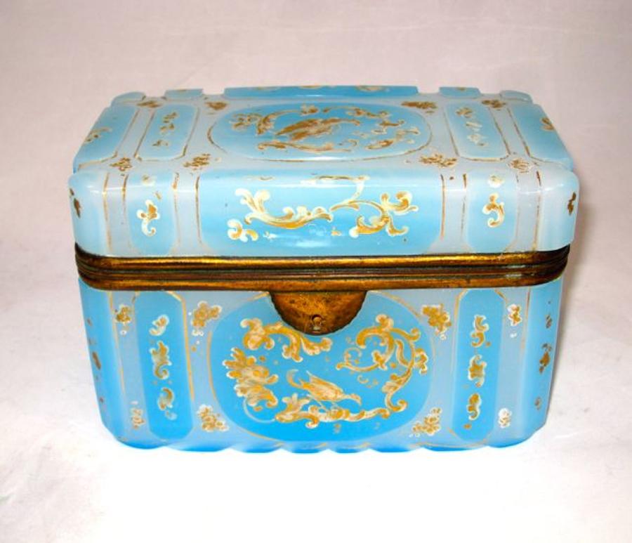 Large 'Barfatan' Blue Opaline Glass Casket