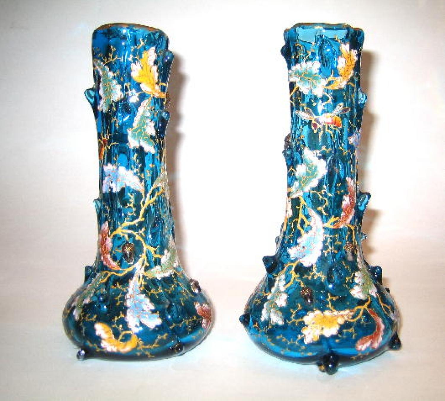 A Pair of Moser Turquoise Glass Vases 