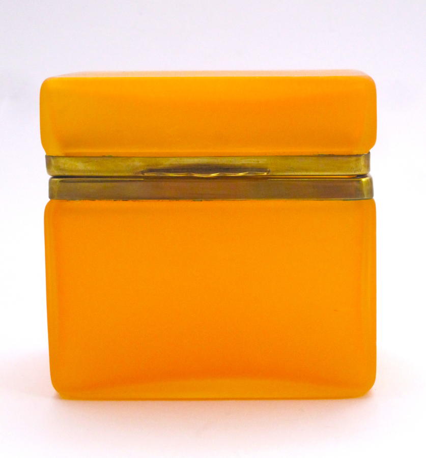 Antique Tangerine Glass Casket Box