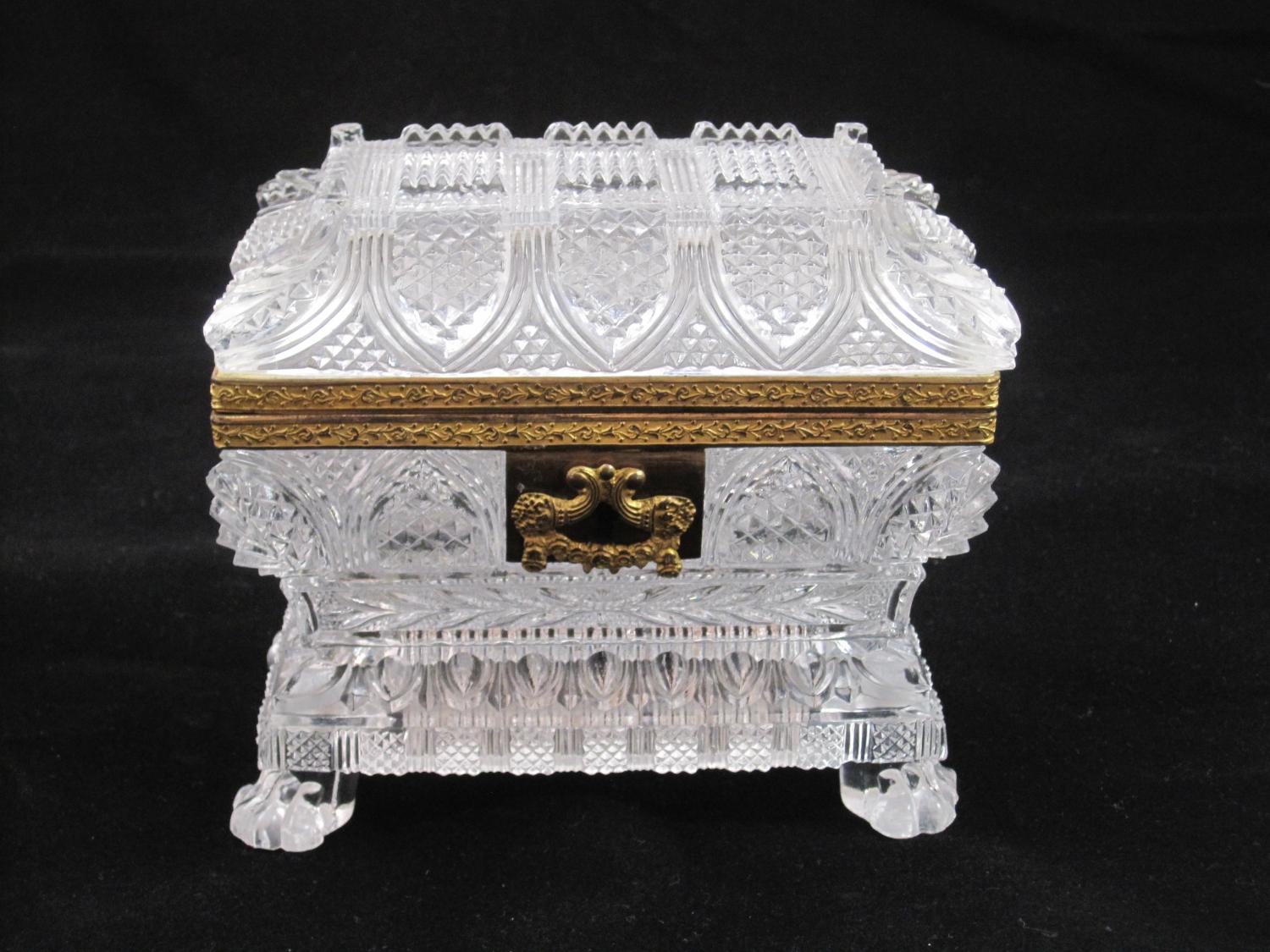 Antique Baccarat Cut Crystal Casket Box