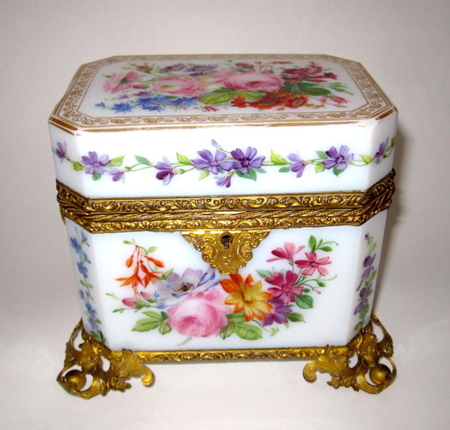 Antique Baccarat Opaline Glass Casket Box