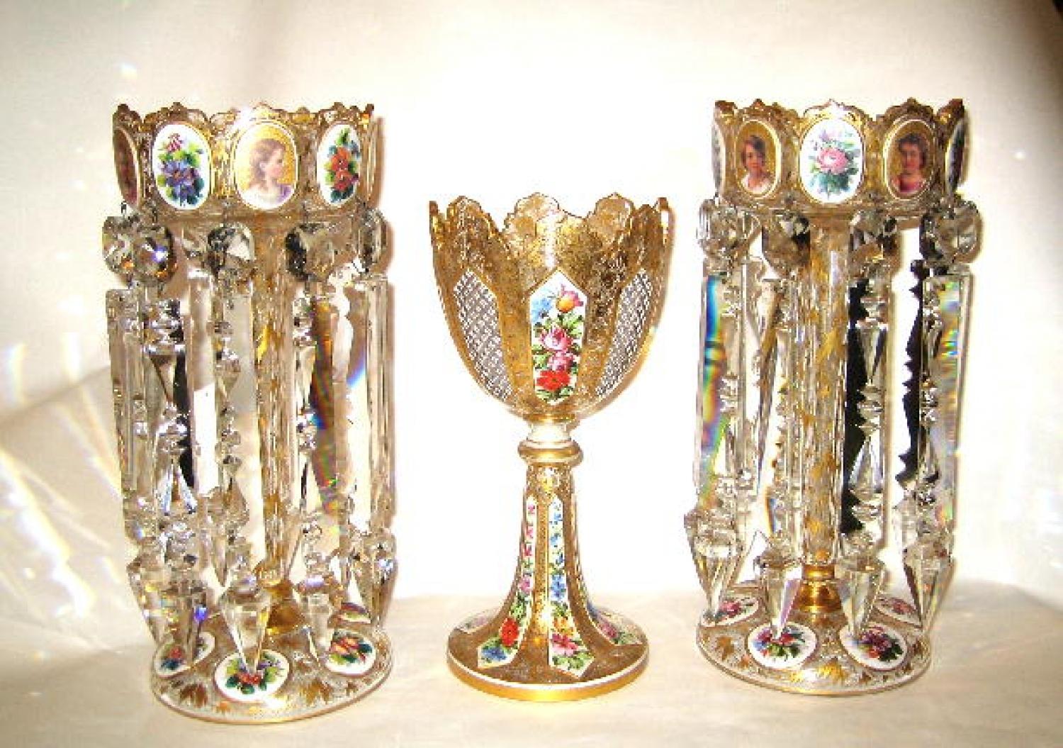 Antique Bohemian Overlay Glass Set