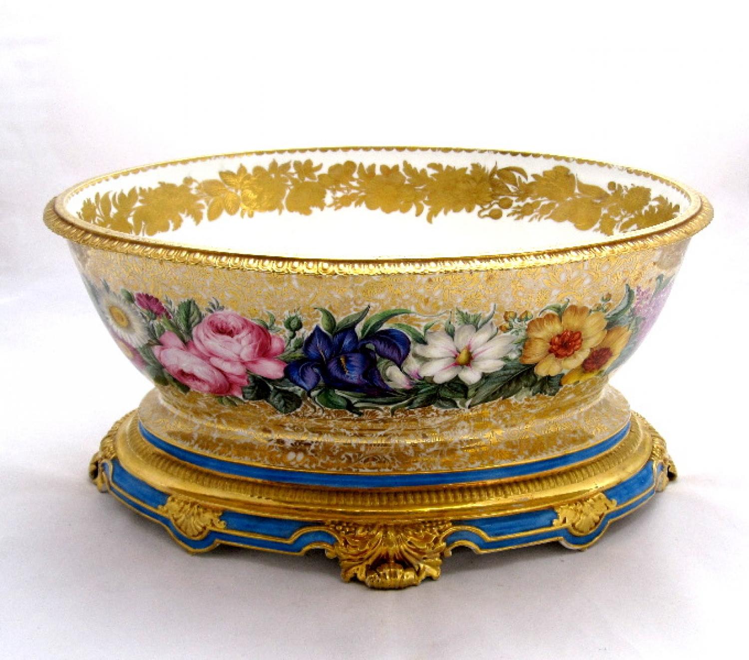 Large French 19th C Porcelain Jardiniere