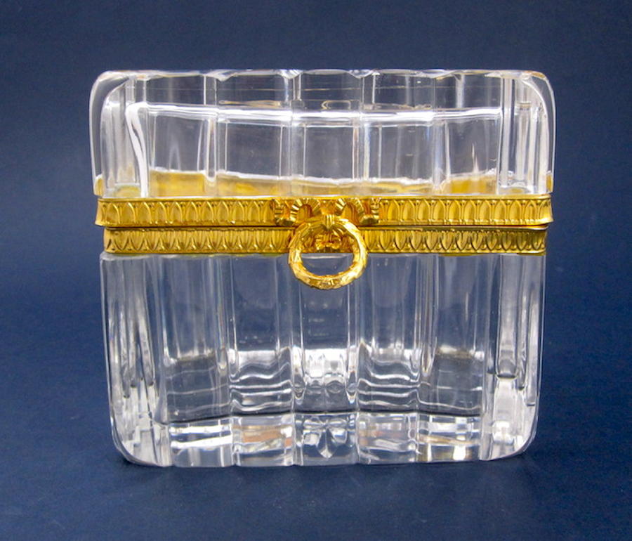 Antique Baccarat Cut Glass Casket Box