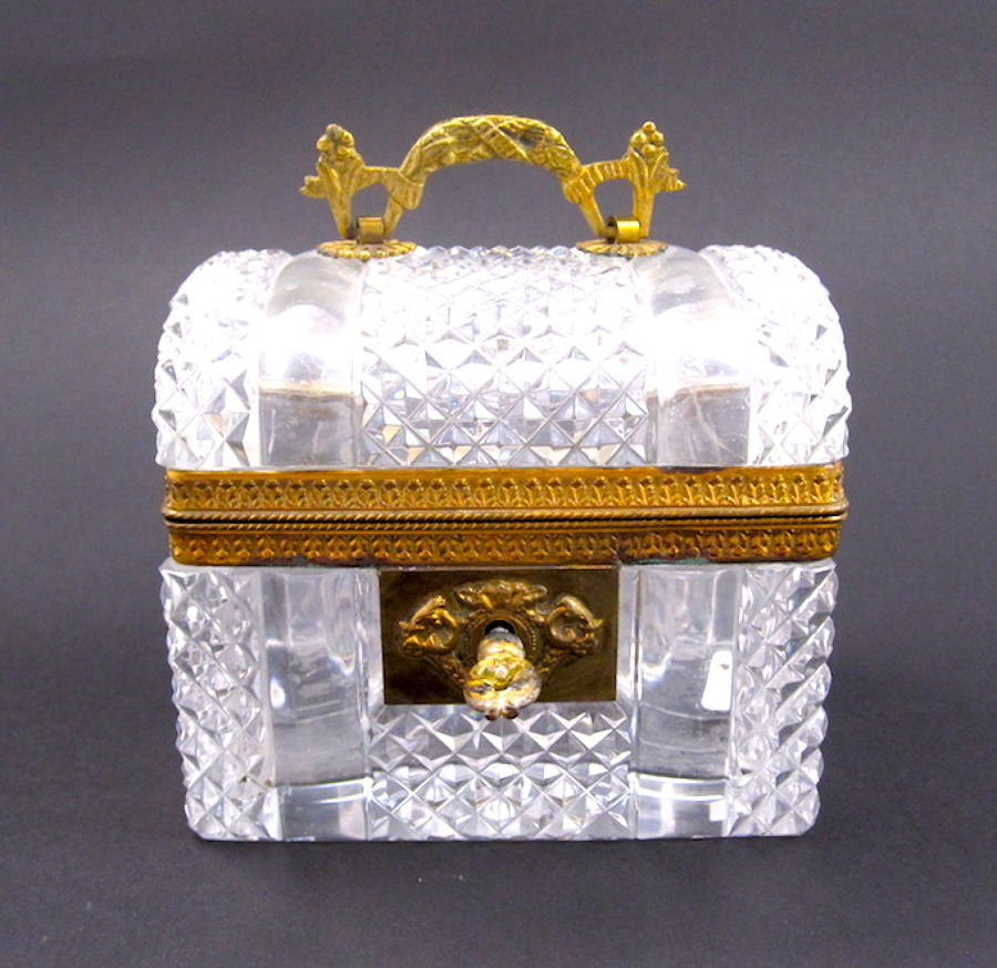 Antique Baccarat Cut Glass Casket Box