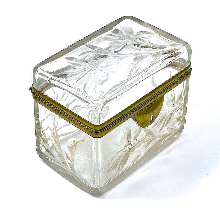 Antique French Crystal Glass Casket Box