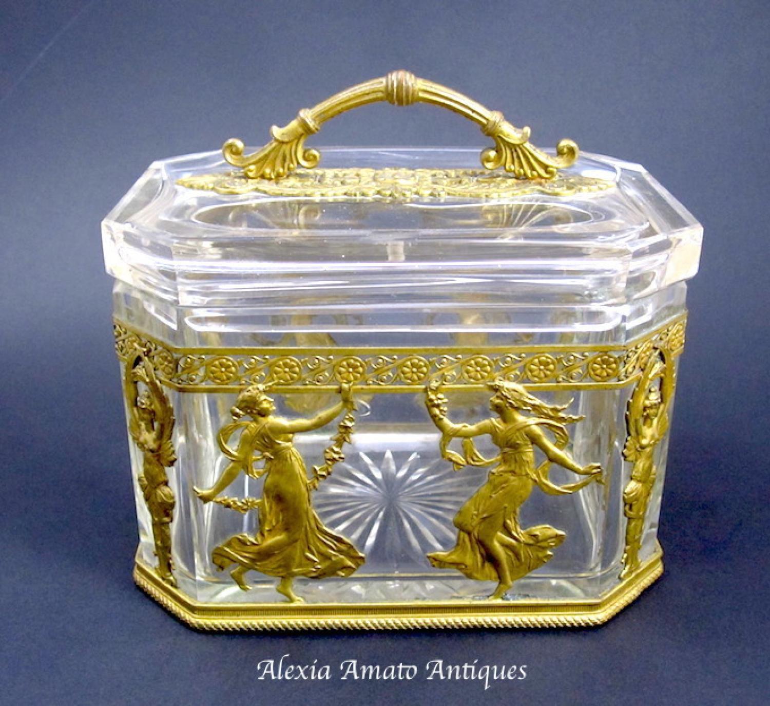 Antique Nap III French Crystal & Bronze Box