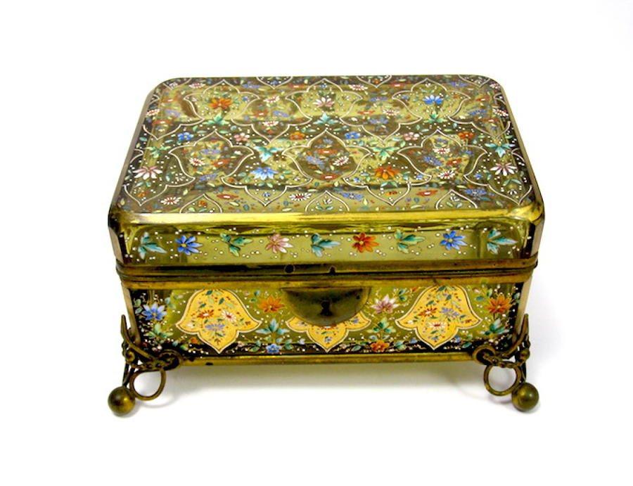 Antique Bohemian Moser Enamelled Casket Box