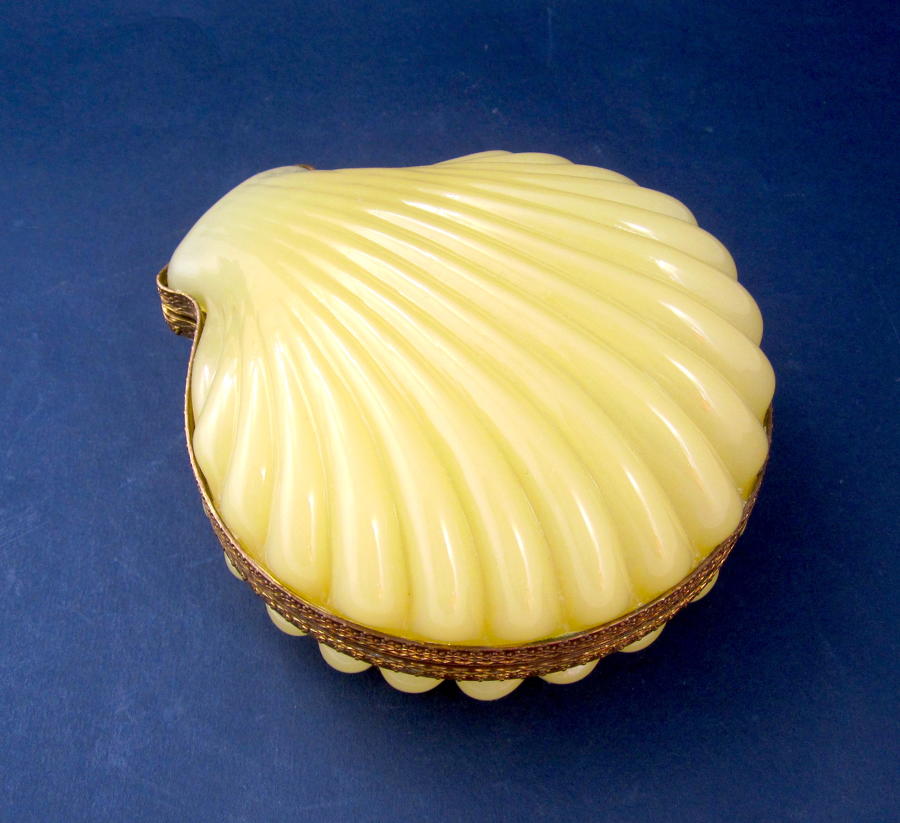 Antique French Yellow Opaline Casket Box