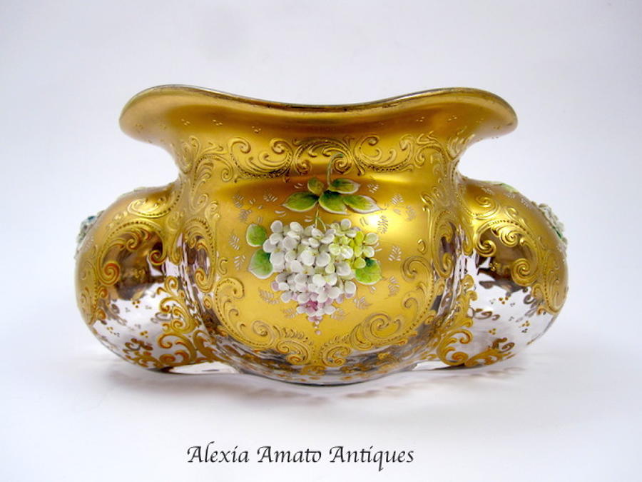 Antique Bohemian Moser Glass Bowl