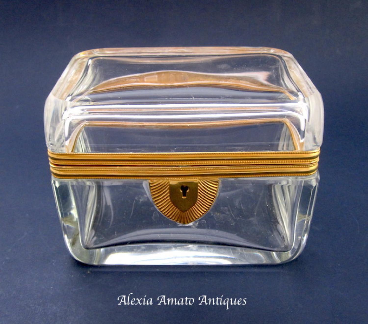 Antique French Crystal Casket Box