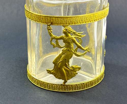 Antique Napoleon III Crystal and Dore Bronze Triple Perfume Set
