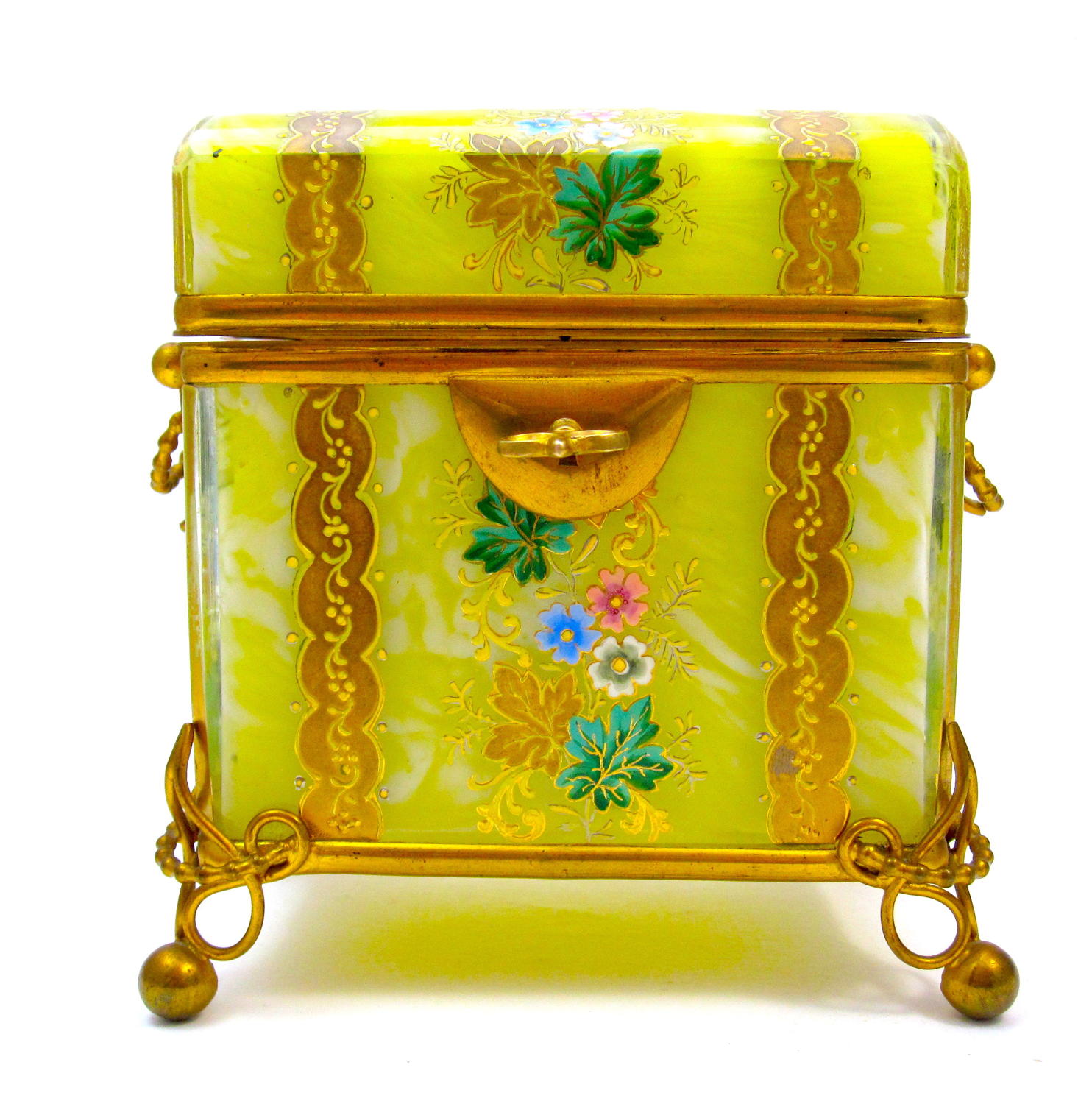 Antique Bohemian MOSER Yellow Glass Casket