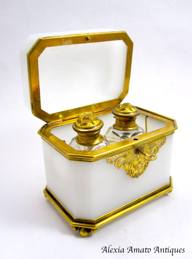 Antique BACCARAT Opaline Perfume Casket