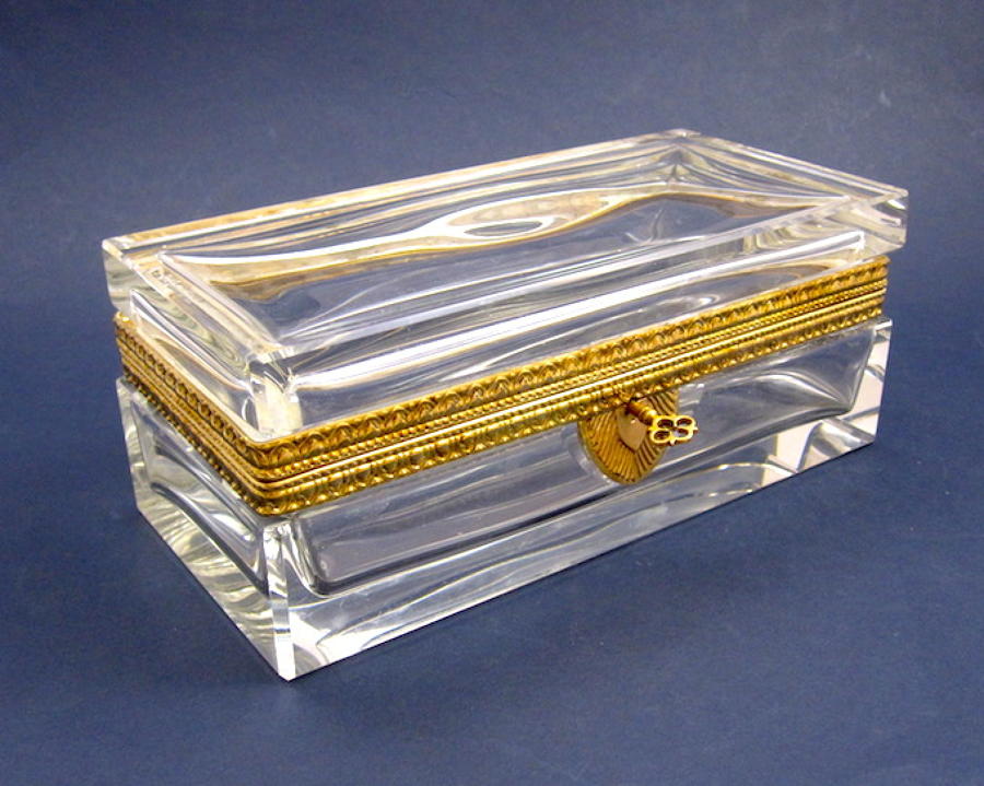 Antique Recatngular Cut Glass Casket Box