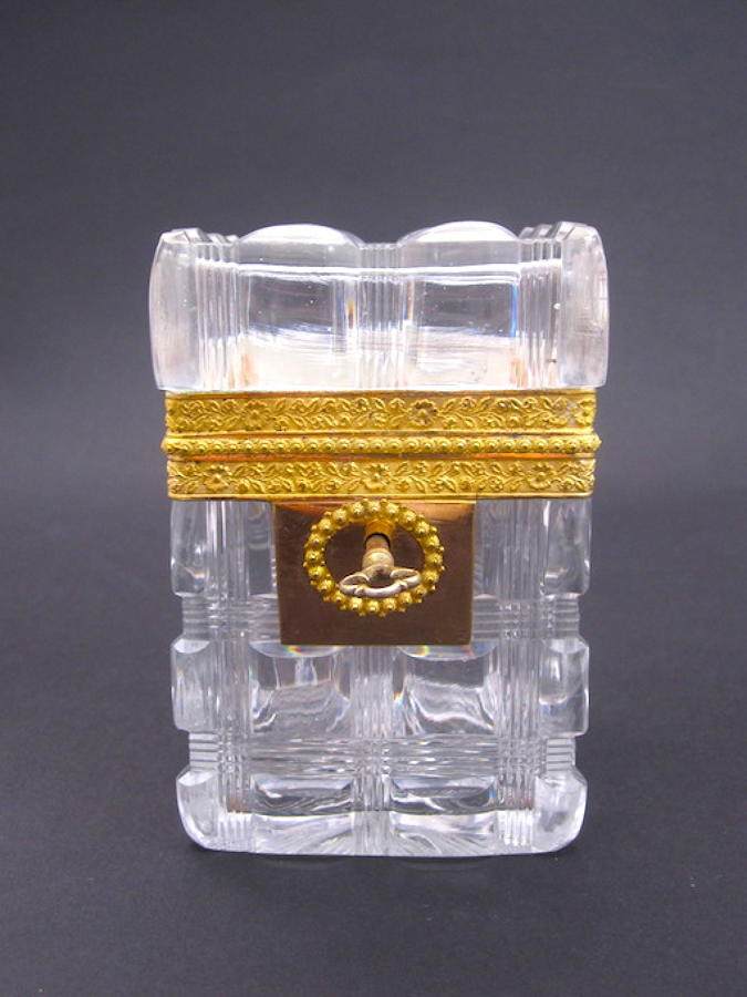 Antique Baccarat Cut Crystal Casket Box & Key