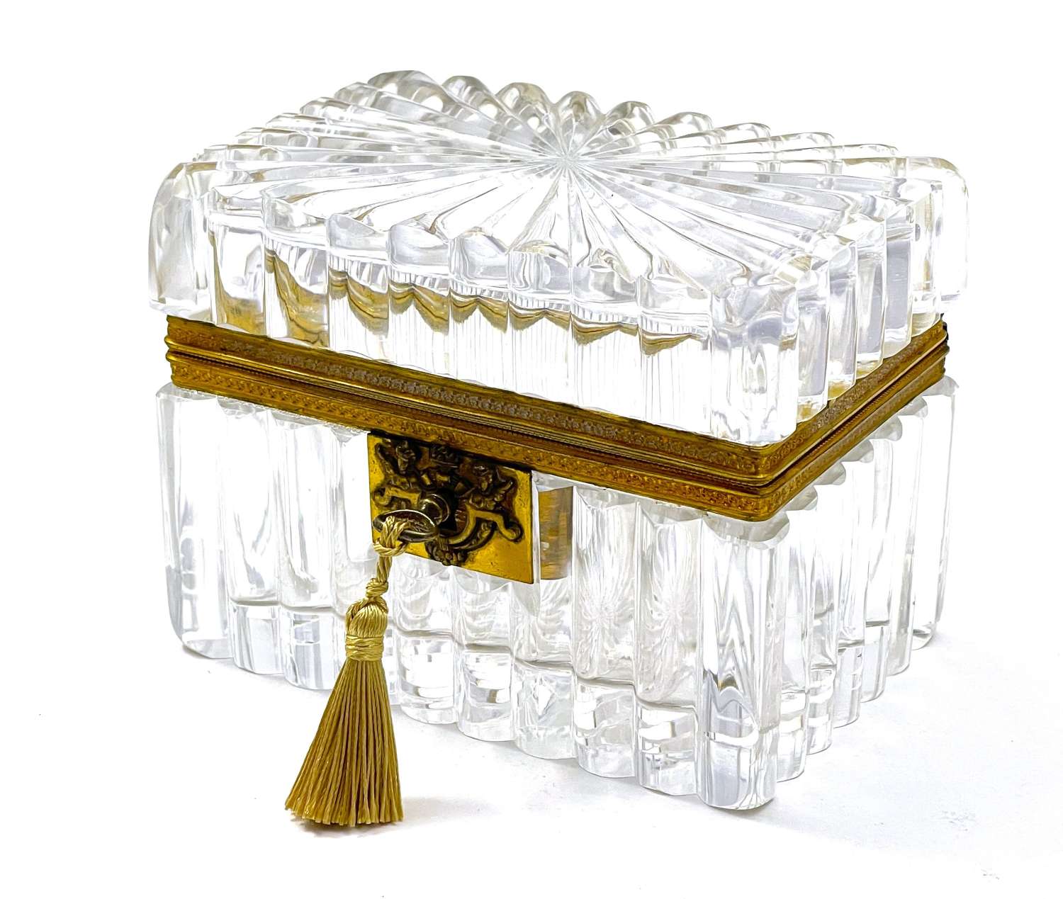 Antique French Baccarat Cut Glass Casket Box
