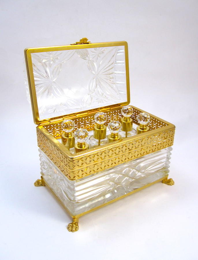 Antique French Crystal Perfume Casket Box