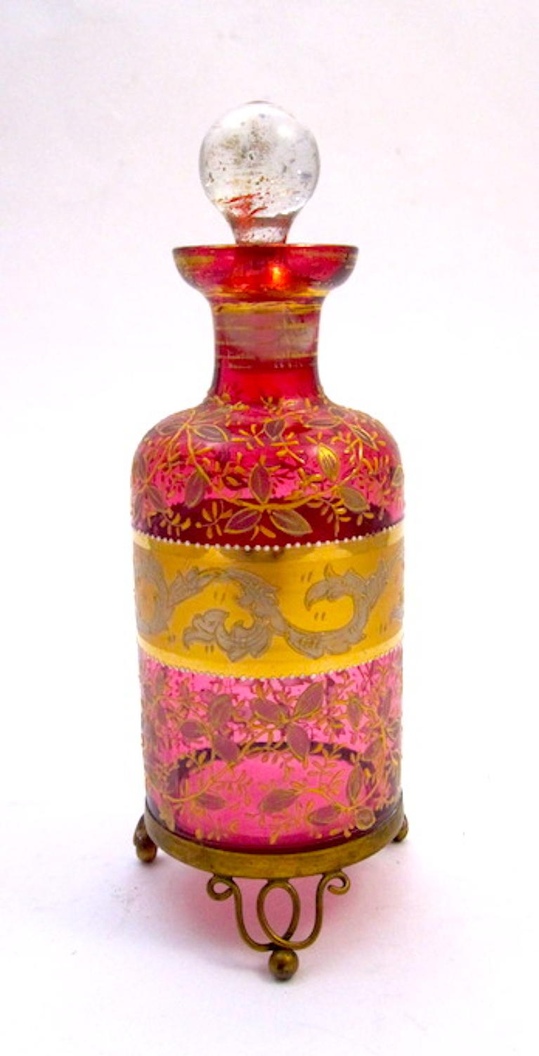 Antique Moser Cranberry Perfume Bottle