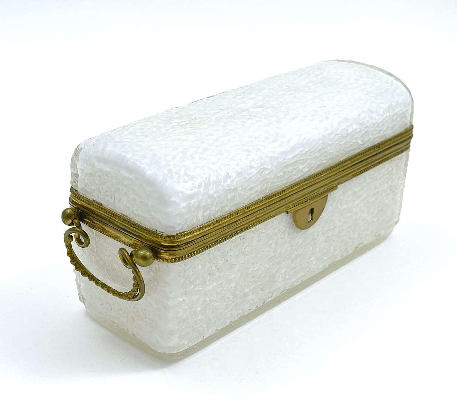 Antique French White Opaline Glass Casket