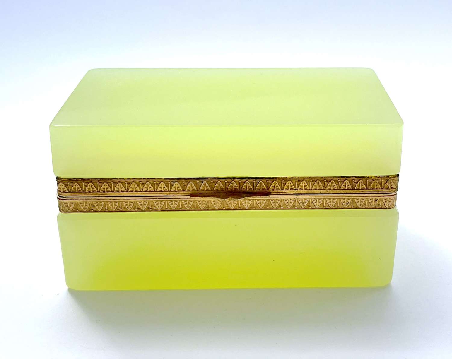 Antique Murano Yellow Opaline Glass Casket Box