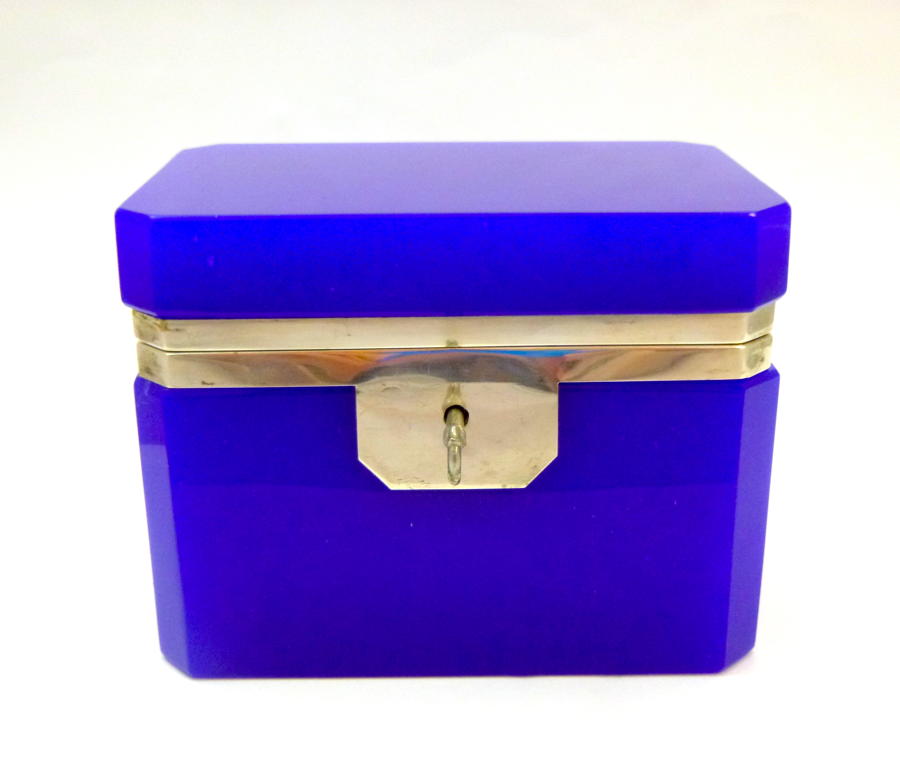 Italian Murano Lapis Blue Casket Box & Key