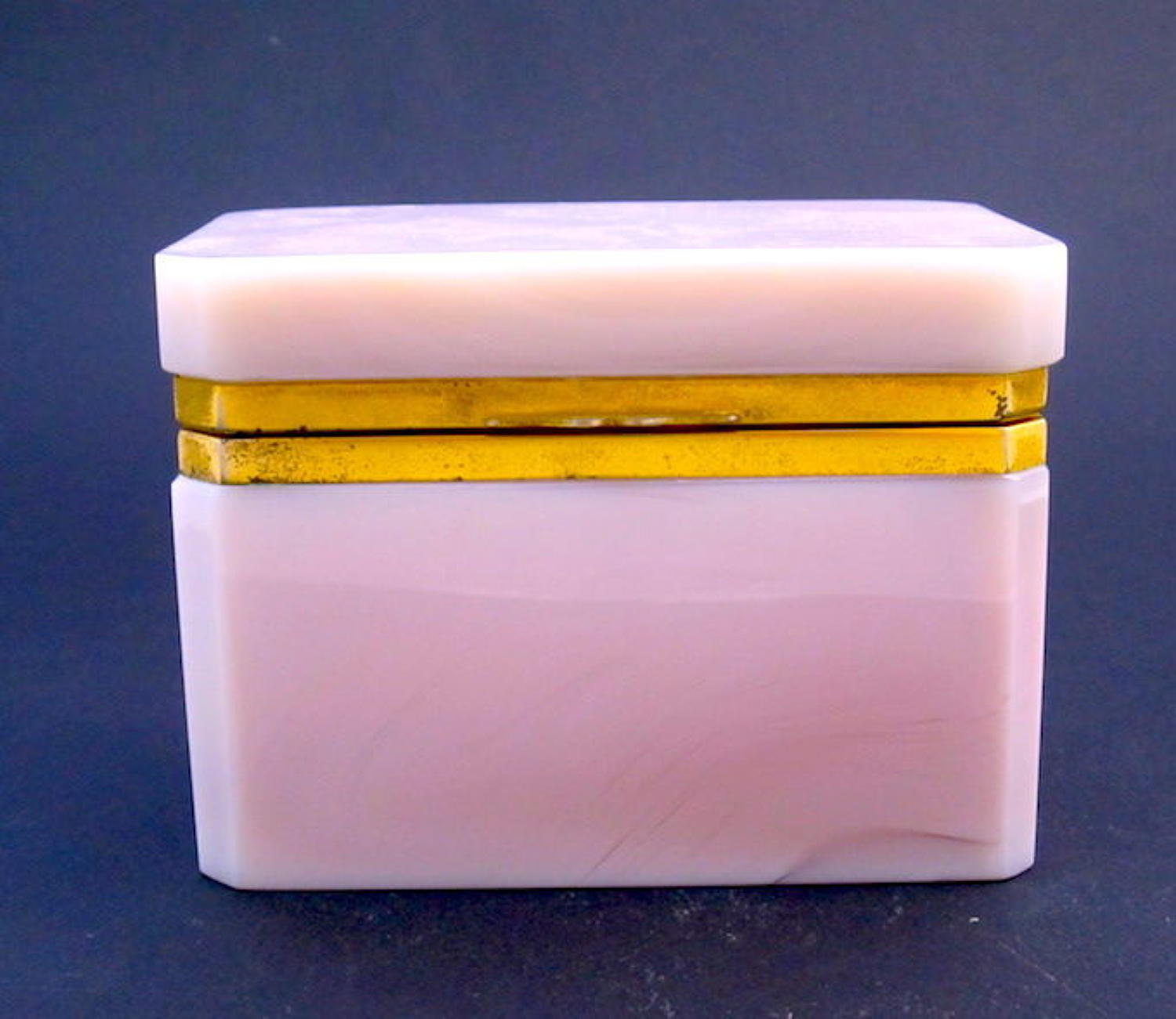 Unusual Antique Pink Lithyalin Glass Casket Box