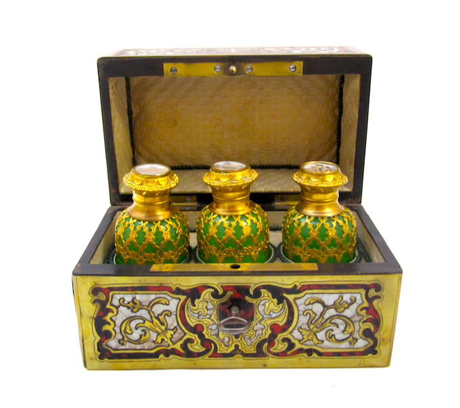 Rare Boulle Work Perfume Casket Box and Key
