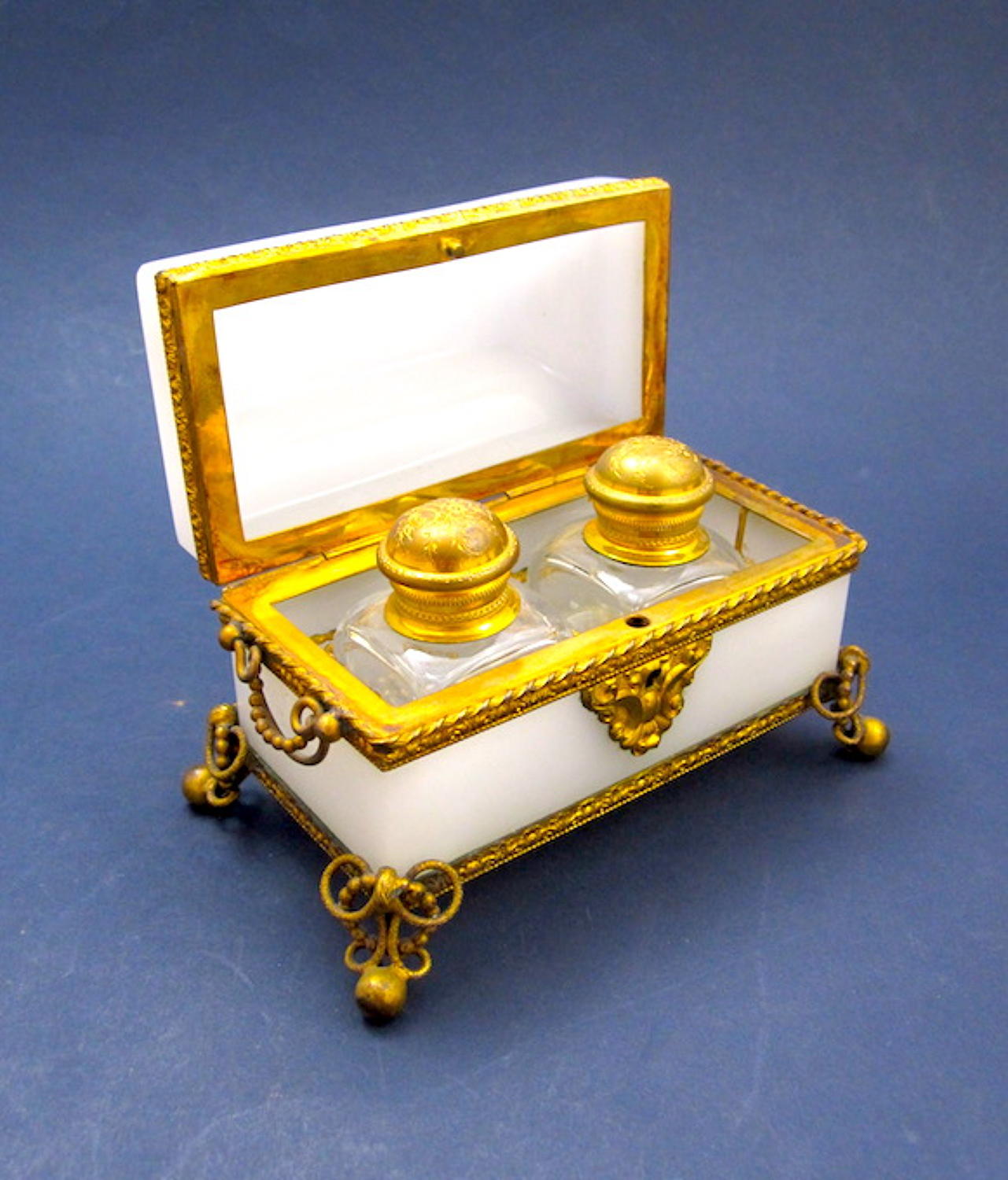 Antique French Opaline Perfume Glass Casket