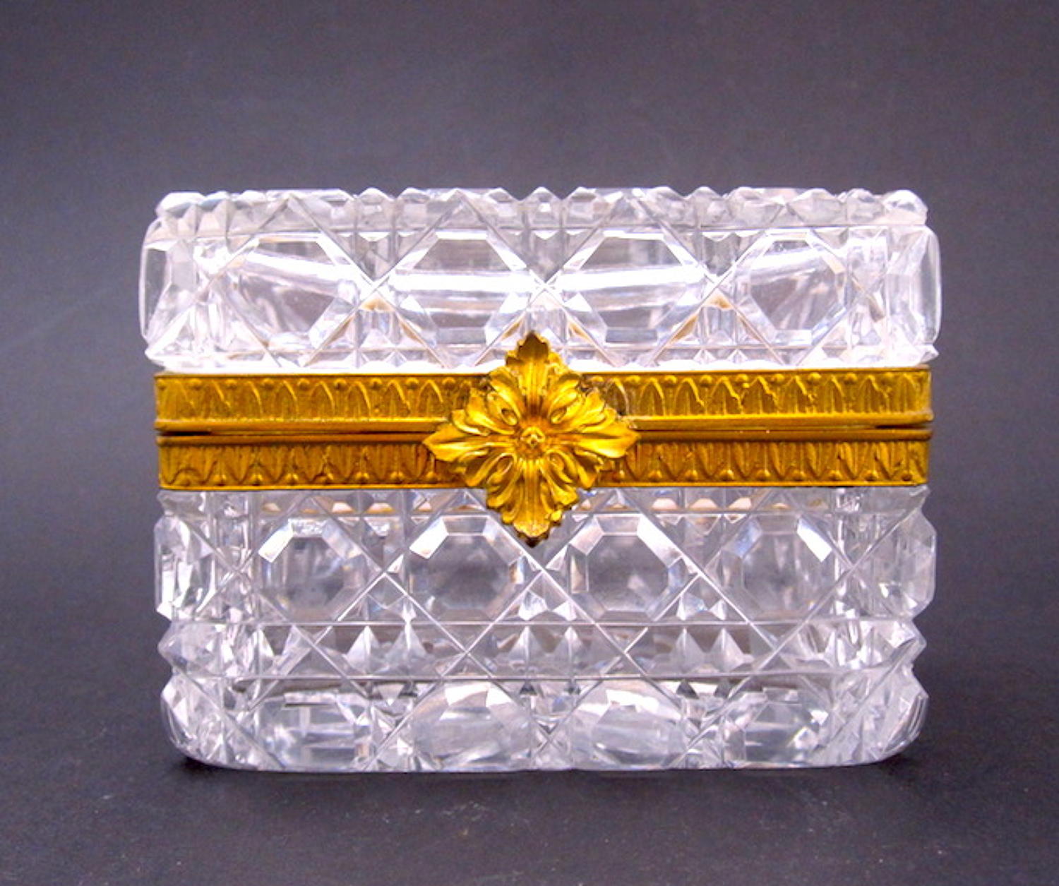 Small Antique French Cut Crystal Glass Box