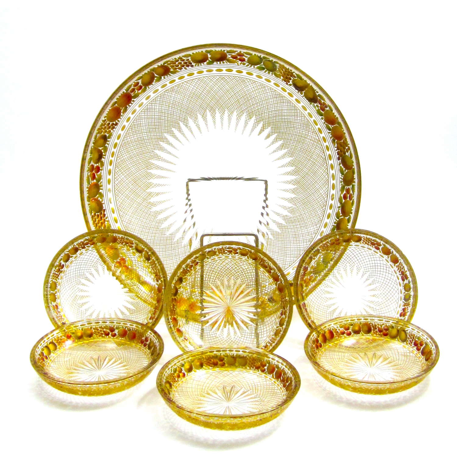 High Quality Antique MOSER Glass Enamelled Set of Plates