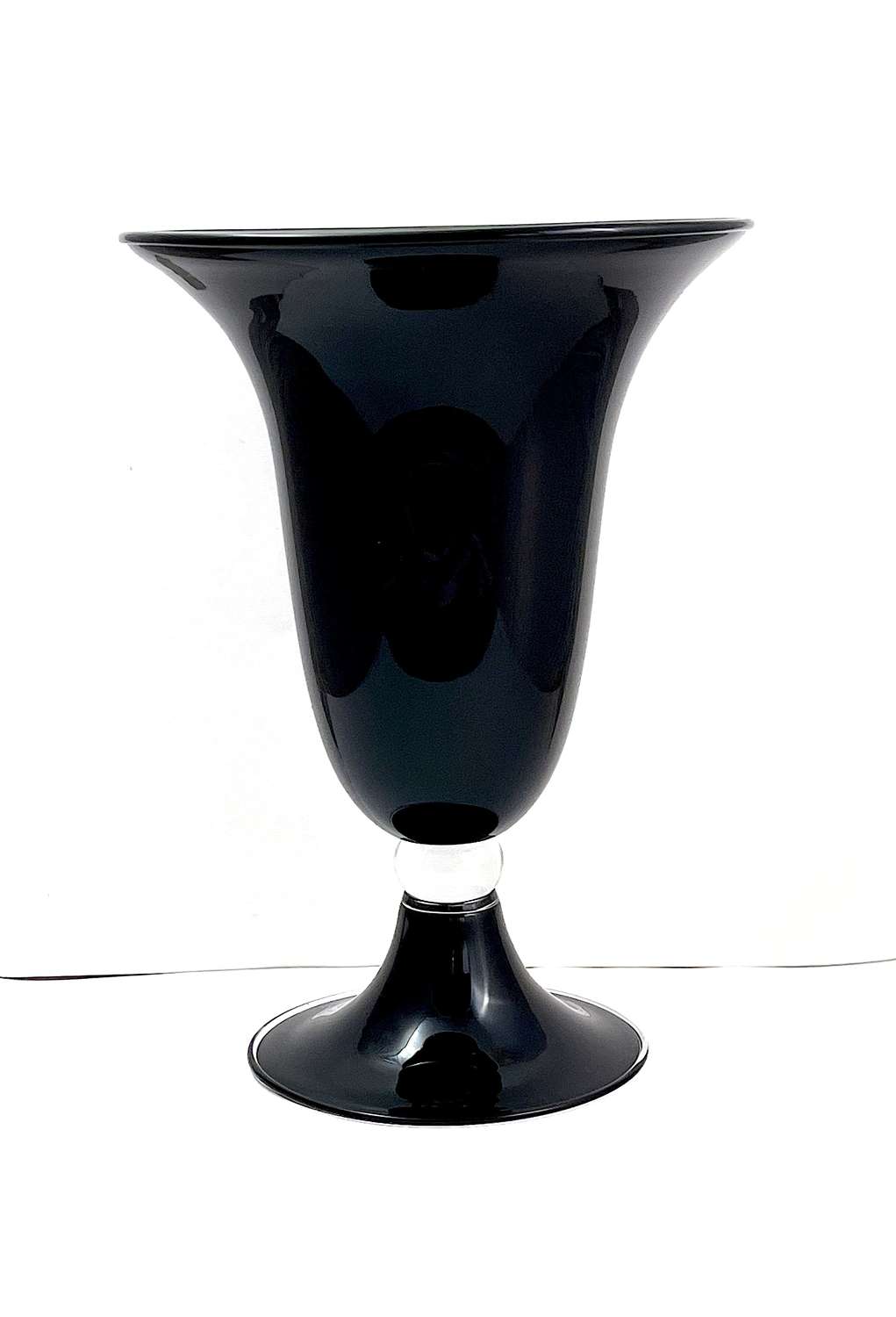 Huge Antique Murano Black Opaline Glass Vase