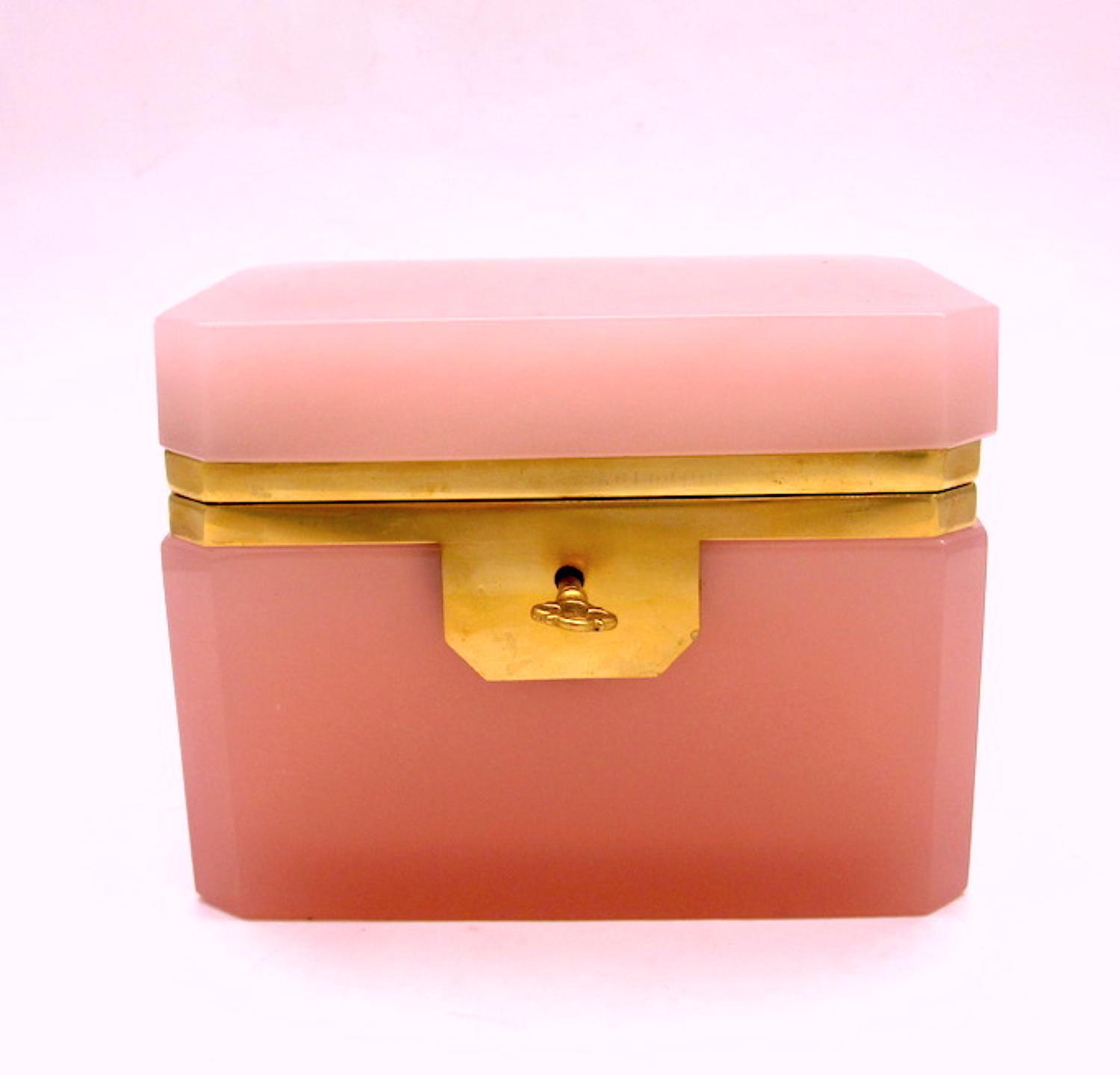 Antique Murano Pink Opaline Glass Casket Box