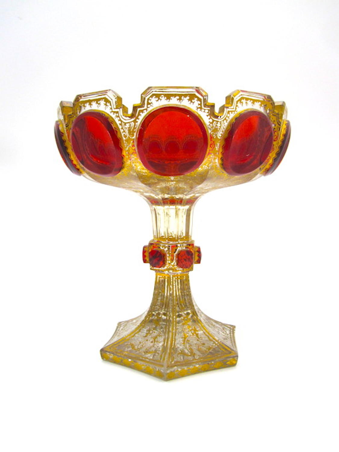 Antique Bohemian Ruby Red 'Jewel' Glass Bowl