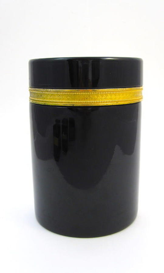 Large Antique Murano Black Opaline Glass Casket Box
