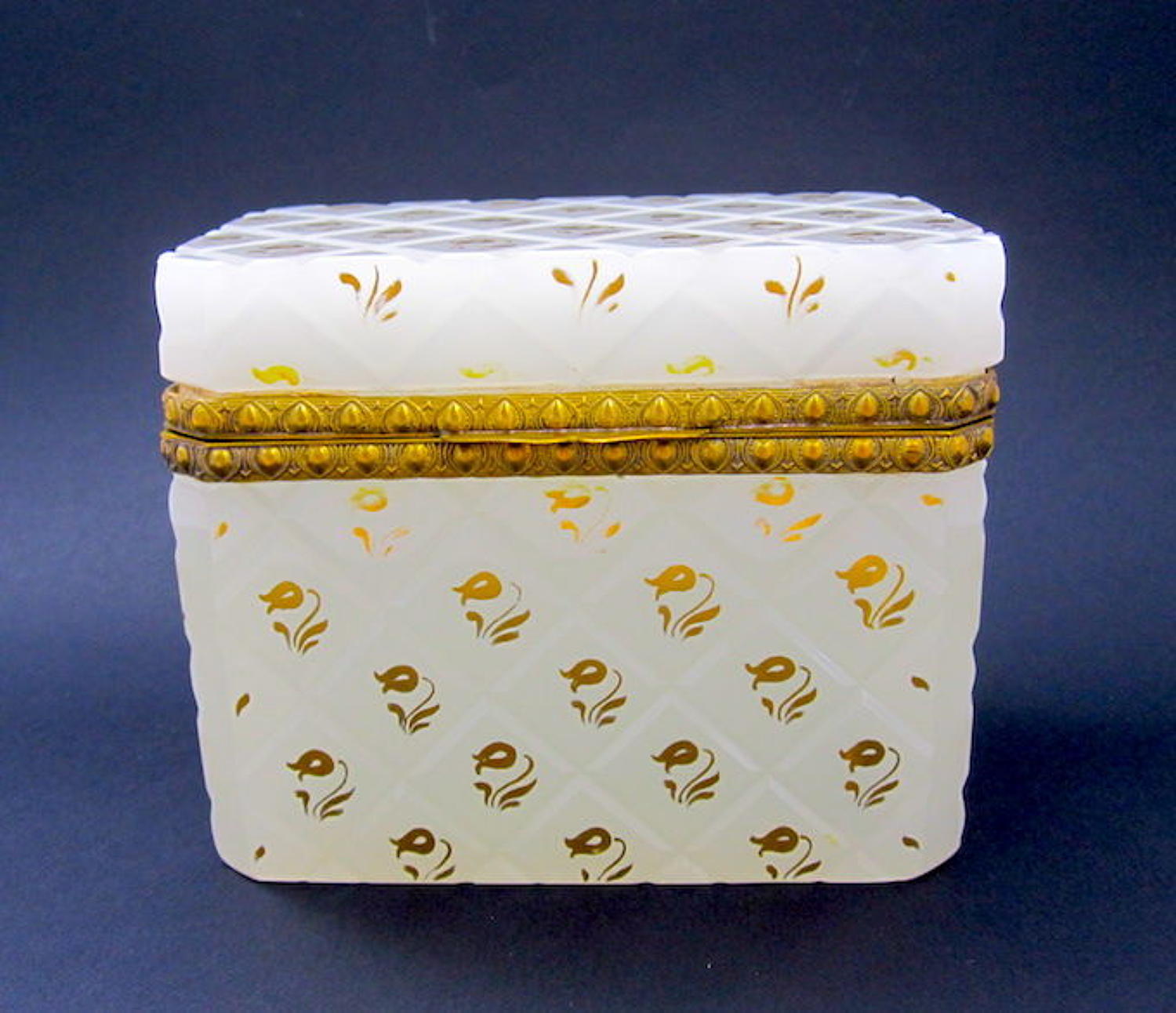 Antique French White Opaline Casket Box