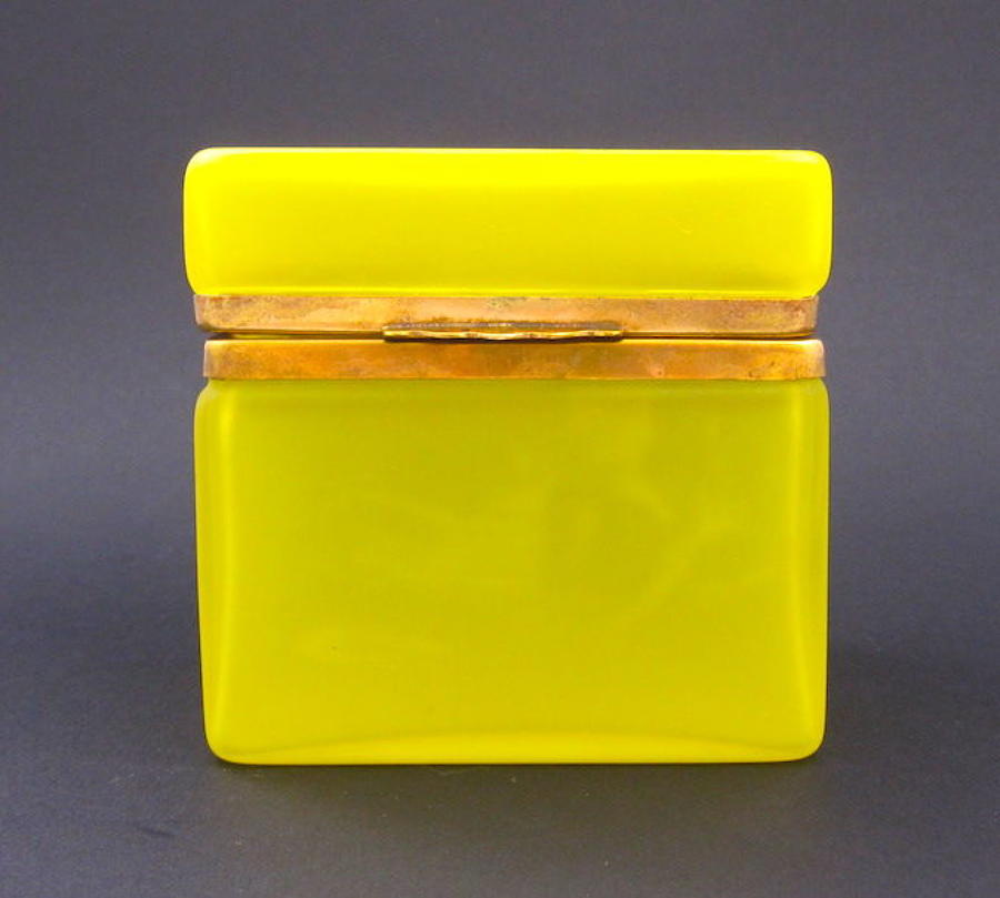 Antique Yellow Opaline Glass Casket Box