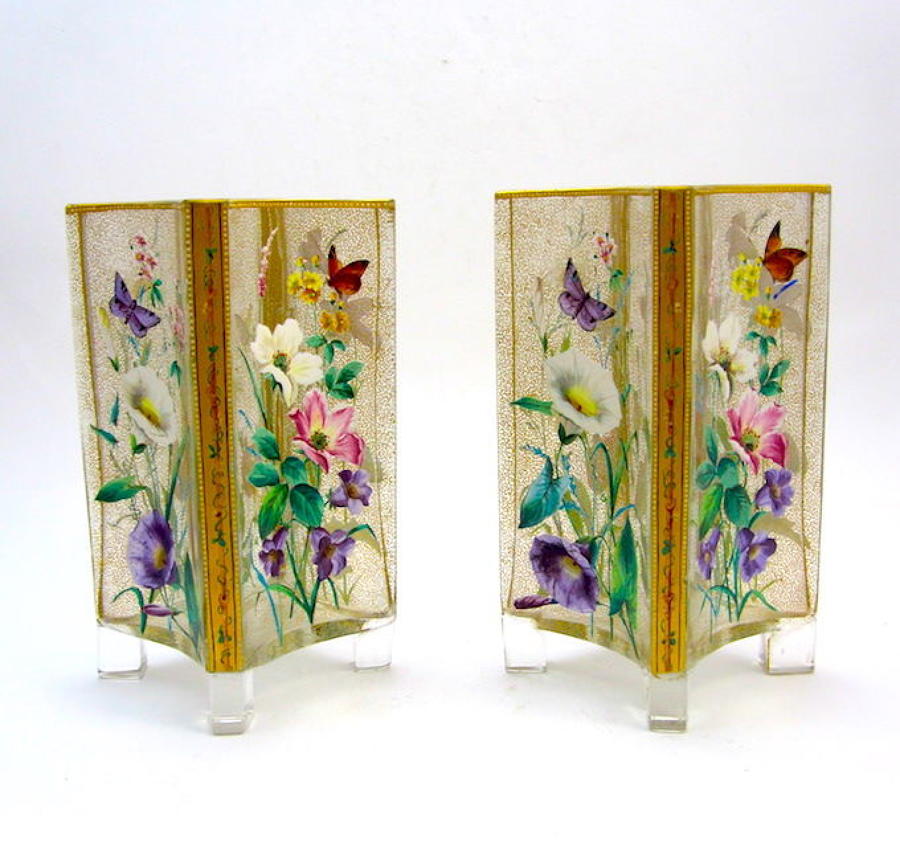 Pair of Exceptional MOSER Flower Vases