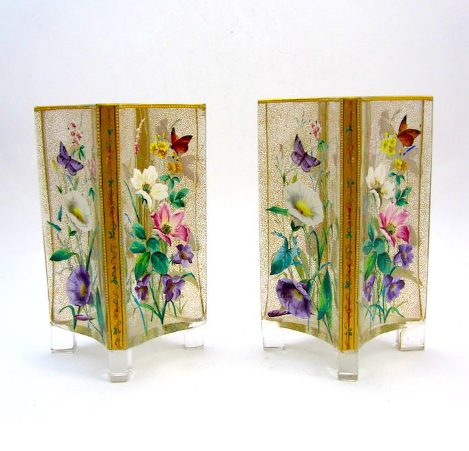 Pair of Exceptional MOSER Flower Vases